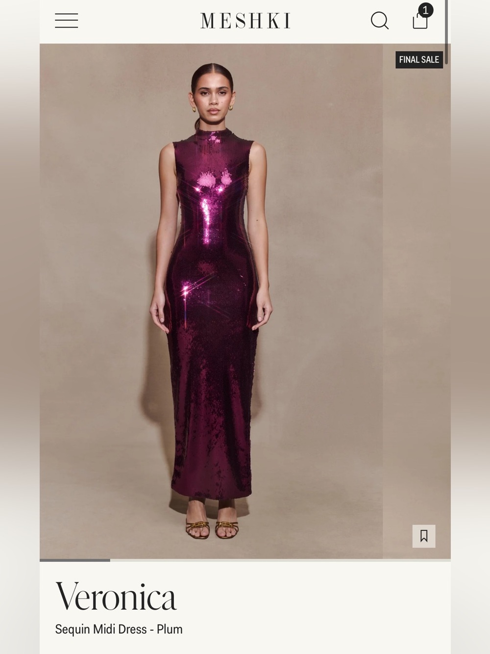 MESHKI Veronica Sequin Midi Dress - Plum